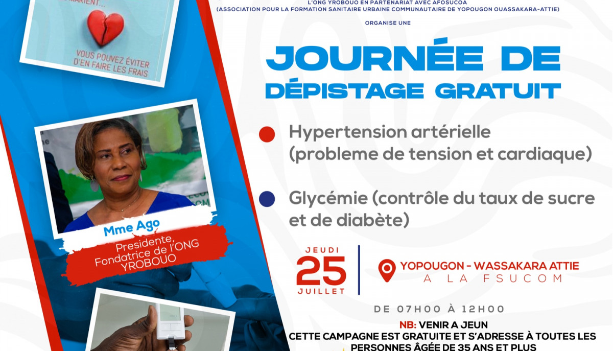 Journée de dépistage gratuit à Yopougon Ouassakara-Attié